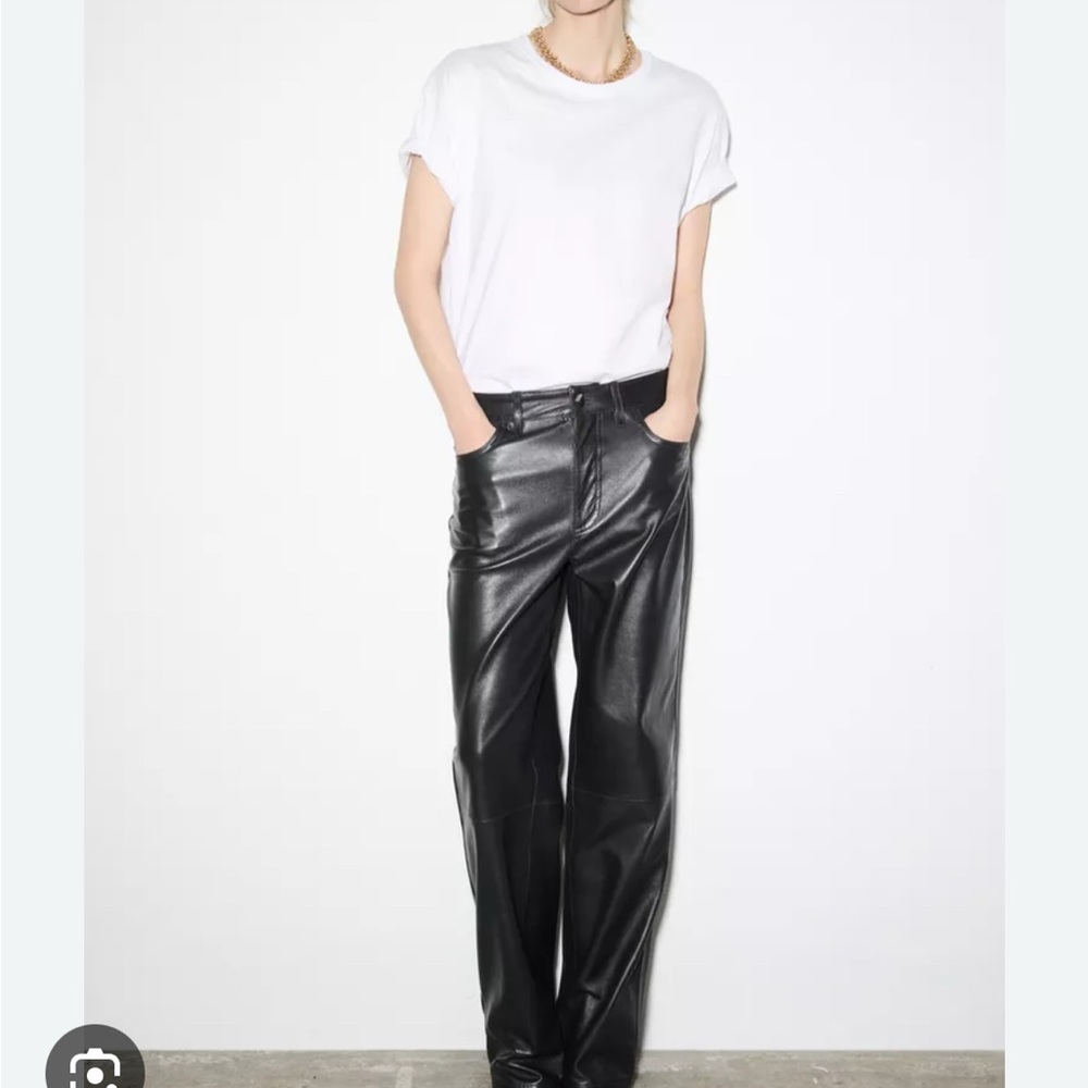 Zara Straight Leg Leather Pants